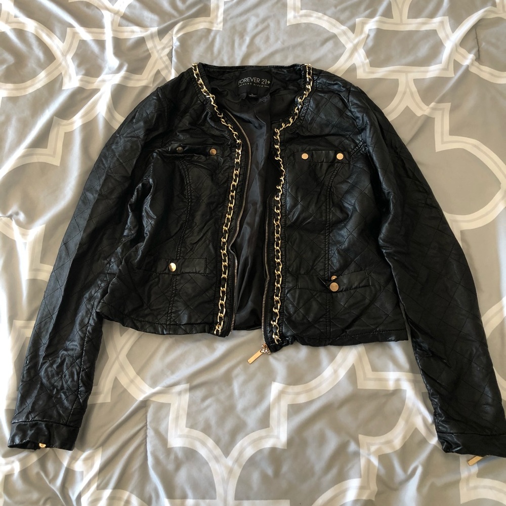 Black and gold leather jacket. Forever 21 XL